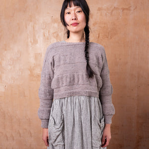 Moss Tweed Crop Jumper - Alpaca/Merino - Grey