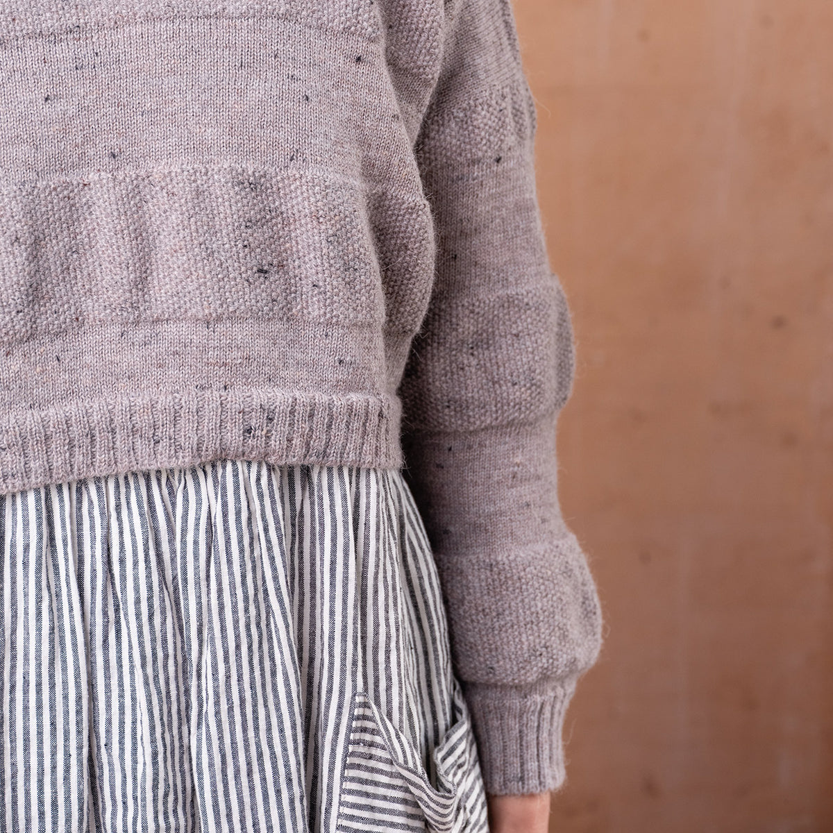 Moss Tweed Crop Jumper - Alpaca/Merino - Grey