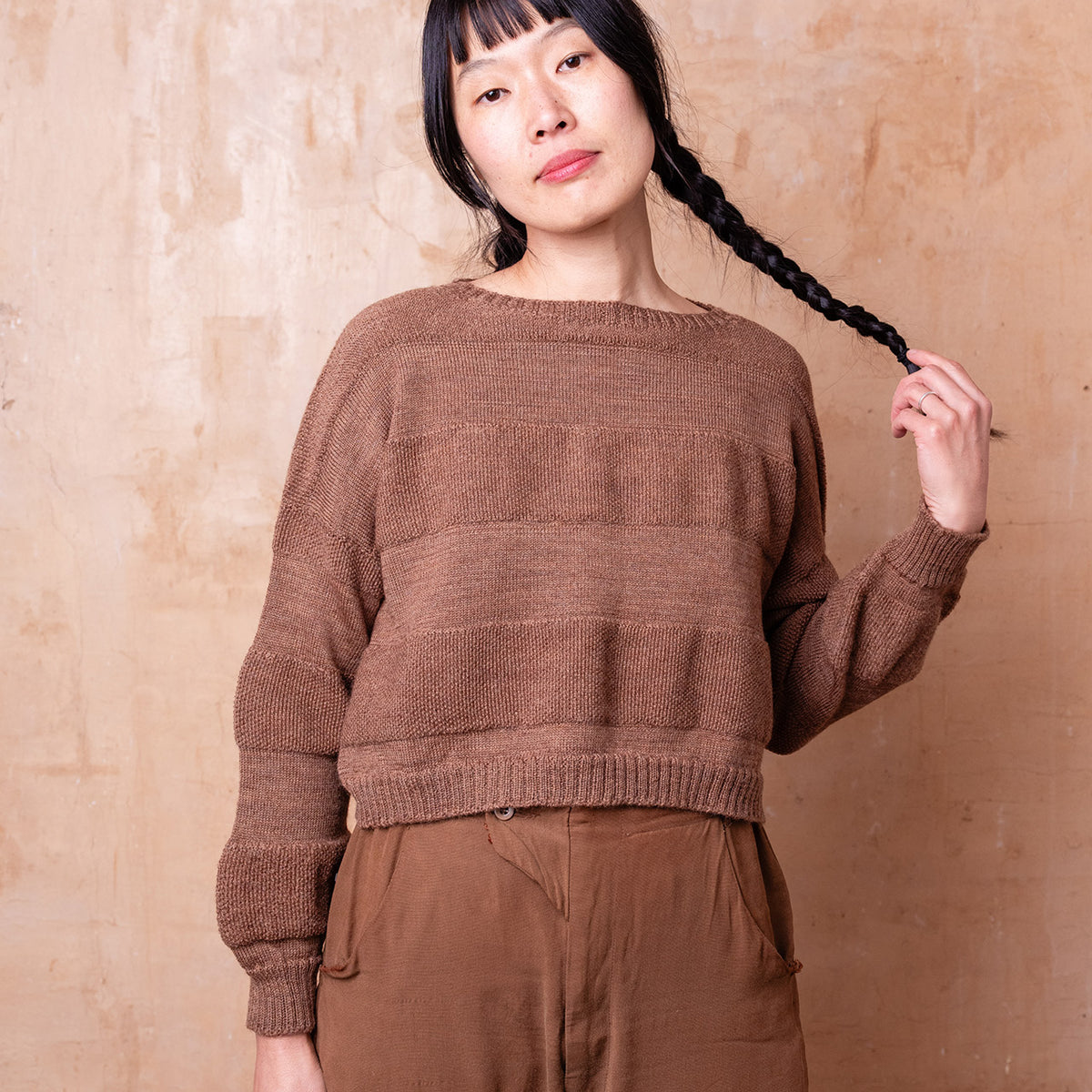 Moss Crop Jumper - 100% Wool - Chestnut