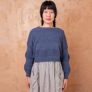 Moss Crop Jumper - 100% Wool - Blue Melange