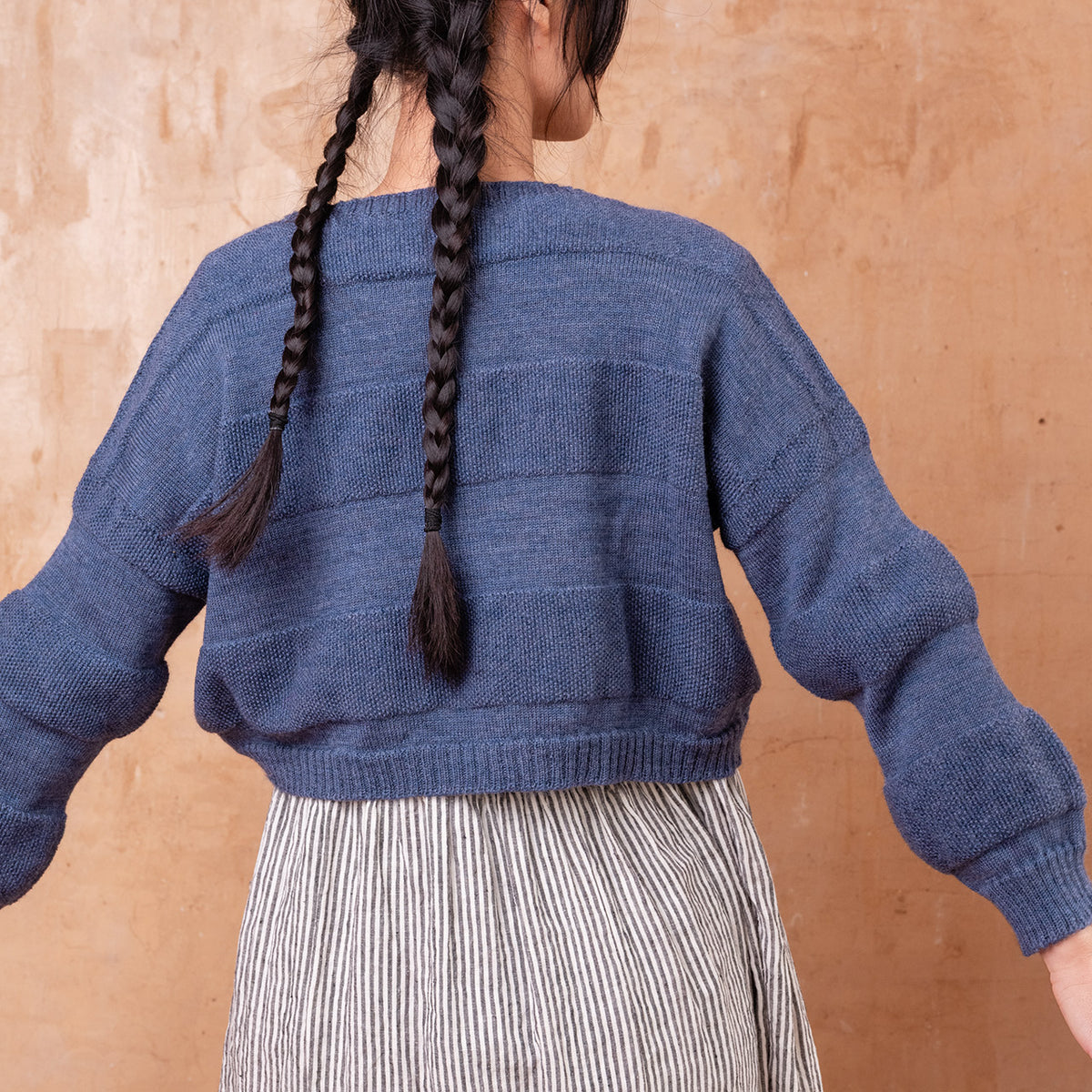 Moss Crop Jumper - 100% Wool - Blue Melange
