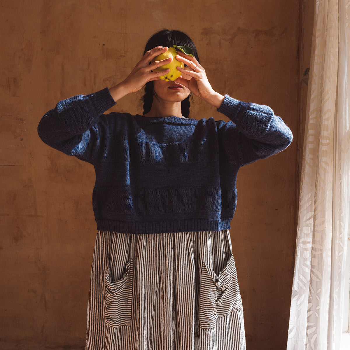 Moss Crop Jumper - 100% Wool - Blue Melange