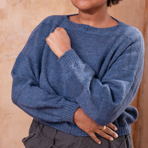 Moss Crop Jumper - 100% Wool - Blue Melange