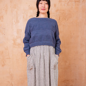 Moss Crop Jumper - 100% Wool - Blue Melange