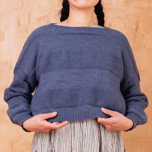 Moss Crop Jumper - 100% Wool - Blue Melange