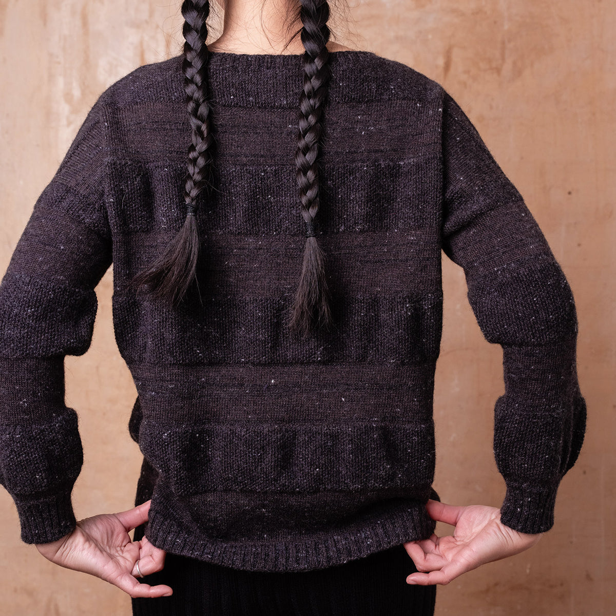 Moss Tweed Jumper - Alpaca/Merino - Basalt *Pre-Order