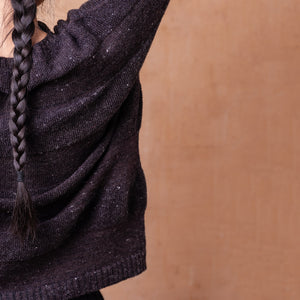 Moss Tweed Jumper - Alpaca/Merino - Basalt *Pre-Order