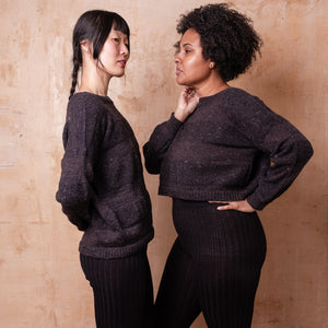 Moss Tweed Jumper - Alpaca/Merino - Basalt *Pre-Order