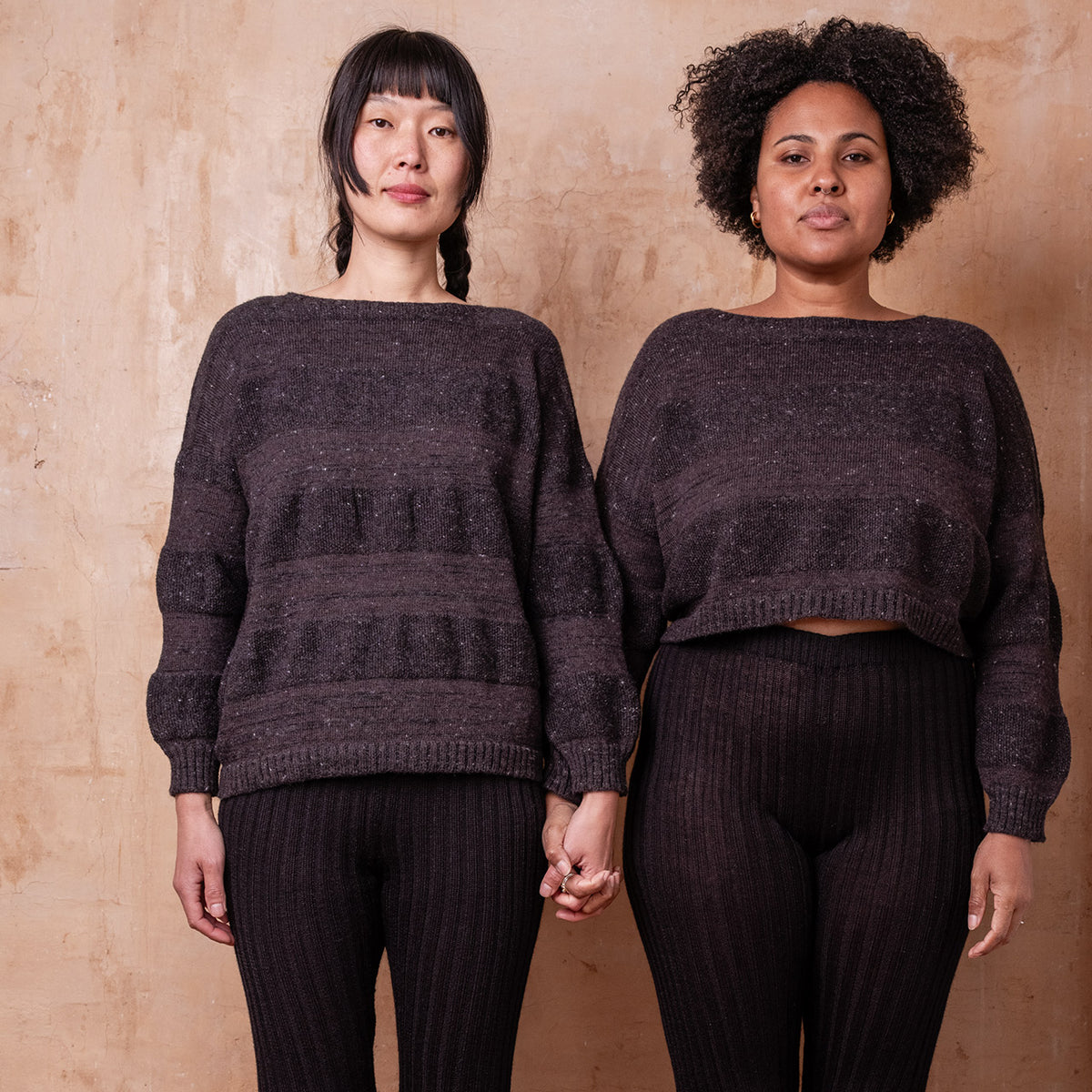 Moss Tweed Jumper - Alpaca/Merino - Basalt *Pre-Order