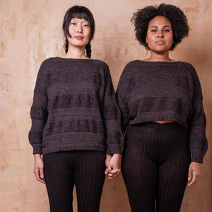 Moss Tweed Jumper - Alpaca/Merino - Basalt *Pre-Order