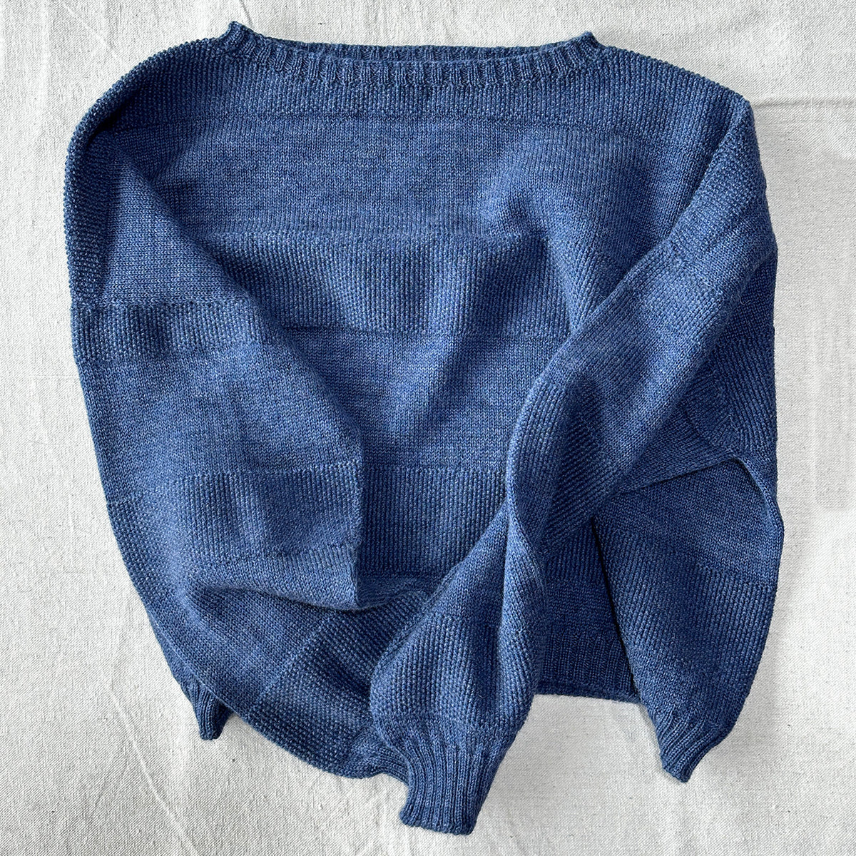Moss Crop Jumper - 100% Wool - Blue Melange
