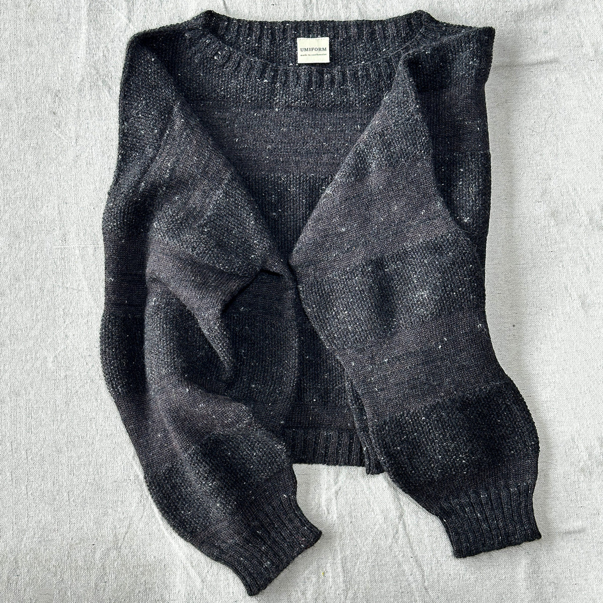 Moss Tweed Crop Jumper - Alpaca/Merino - Basalt *Pre-Order