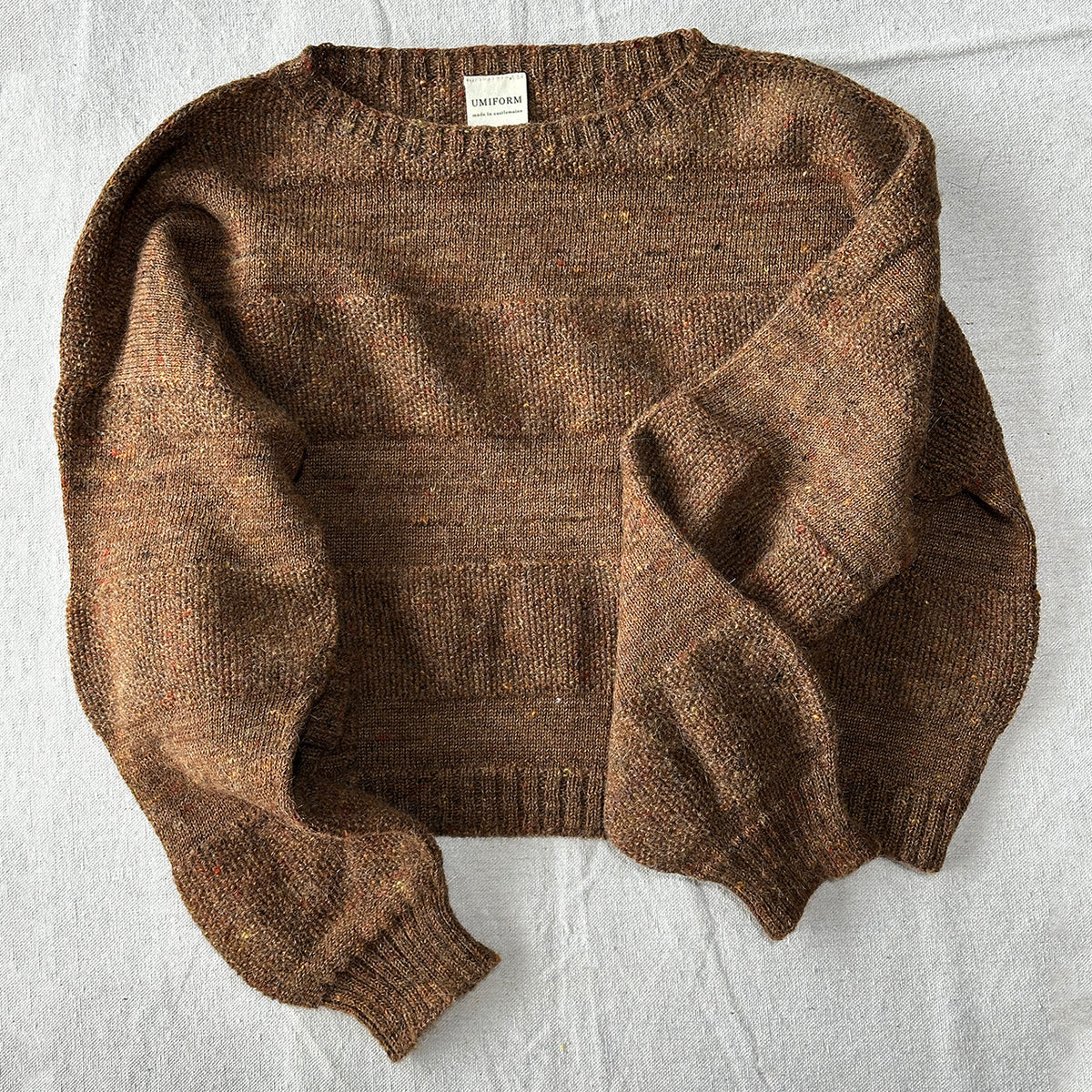 Moss Tweed Crop Jumper - Alpaca/Merino - Chestnut *Pre-Order