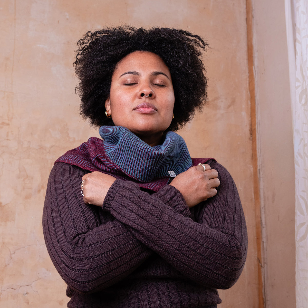 Brioche Split Cowl - 100% Extrafine Merino