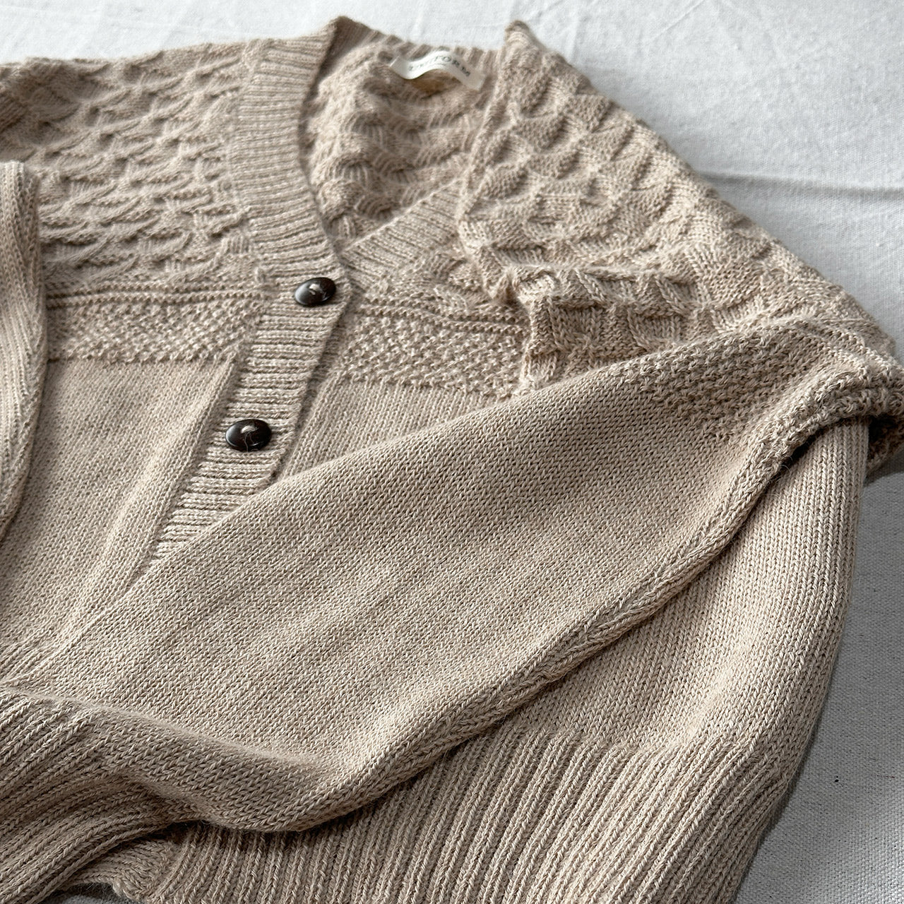 Arwen Gansey Cardi - 100% Baby Alpaca - Porridge (S-L)