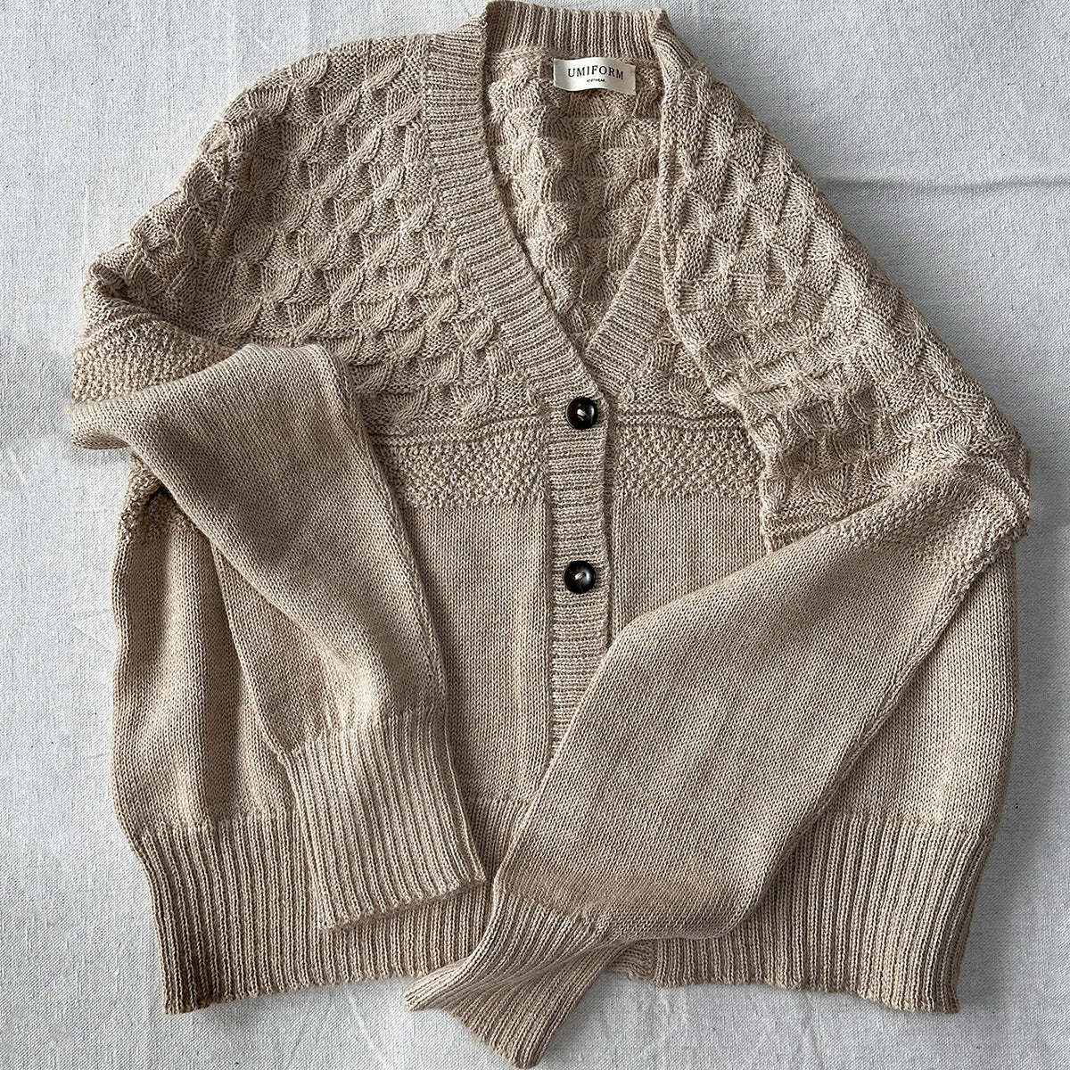 Arwen Gansey Cardi - 100% Baby Alpaca - Porridge (S-L)