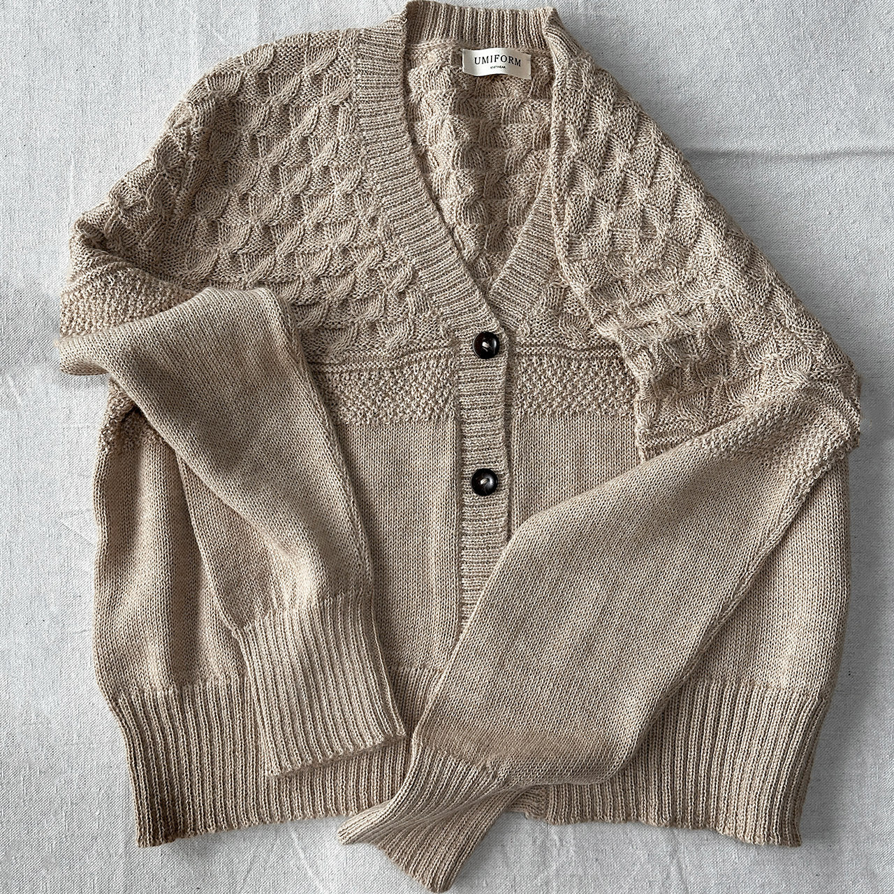 Arwen Gansey Cardi - 100% Baby Alpaca - Porridge (S-L)