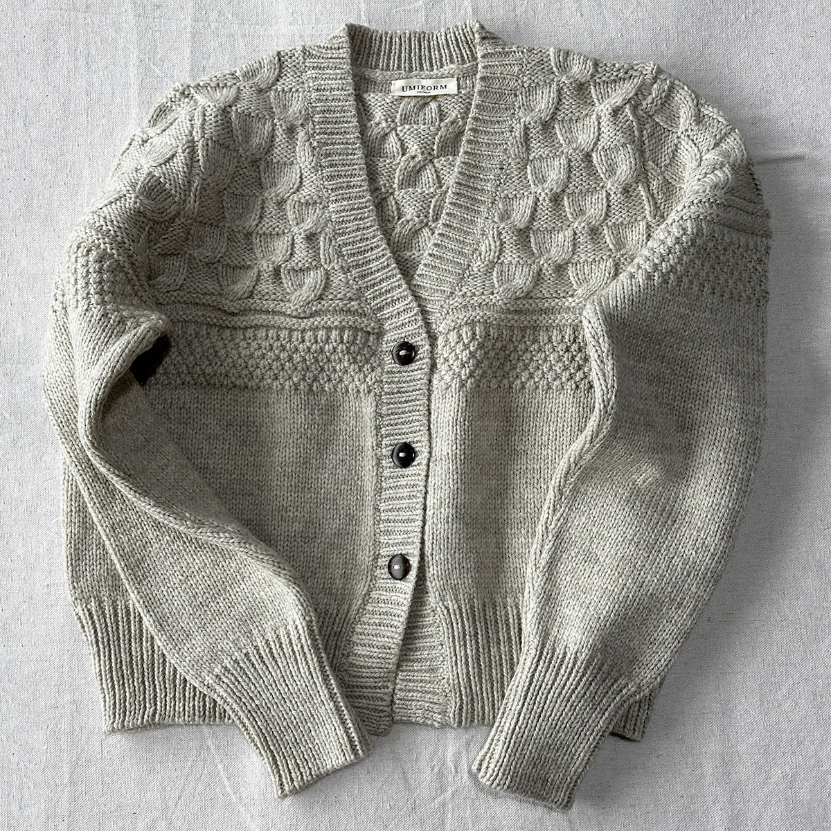 Arwen Gansey Cardi - 100% Chunky Highland Wool - Light Natural Grey (S-L)