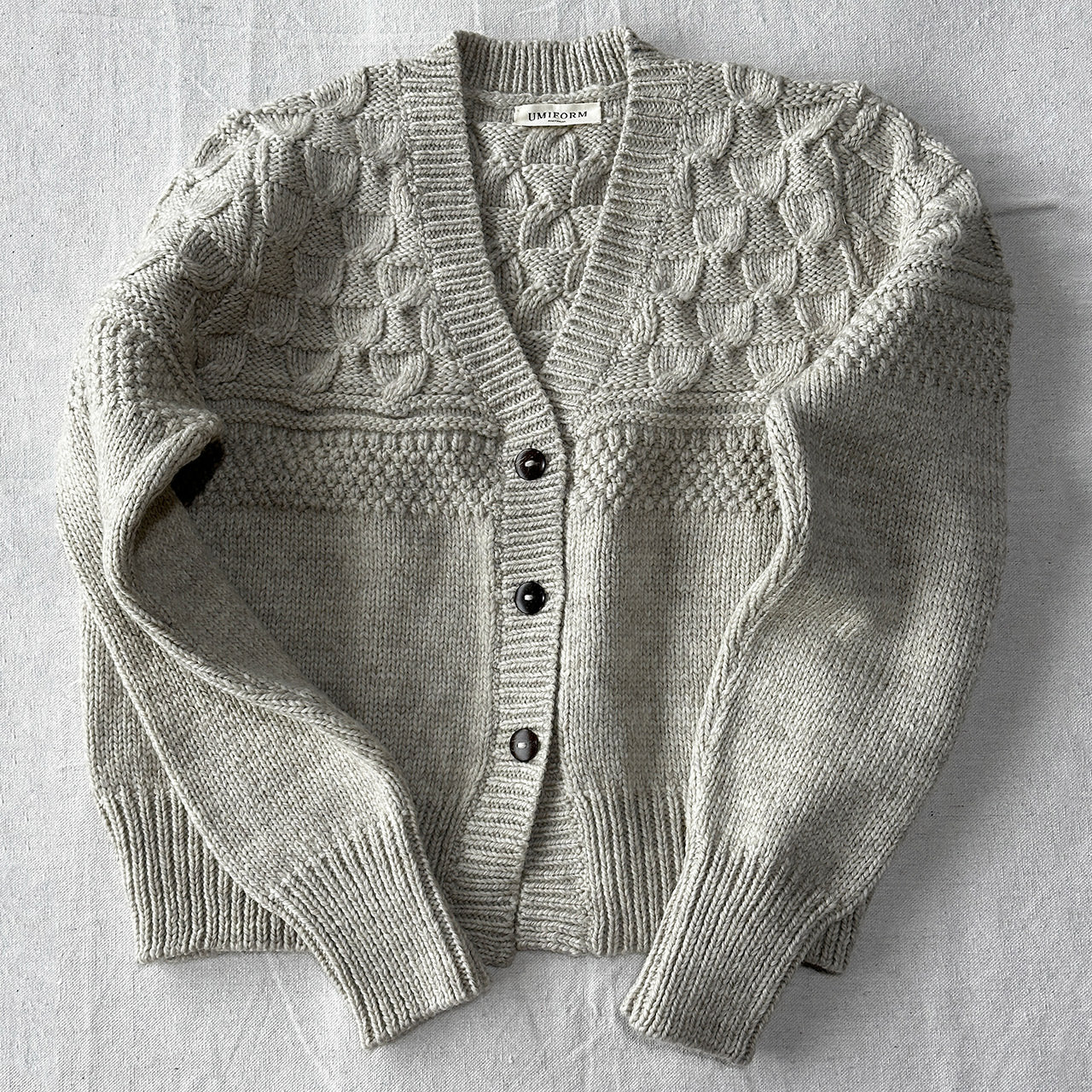 Arwen Gansey Cardi - 100% Chunky Highland Wool - Light Natural Grey (S-L)