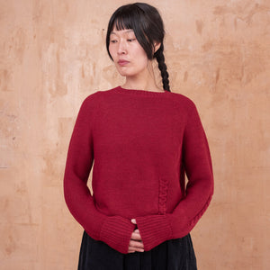 Luna Cable Short Jumper - 100% Baby Alpaca - Cranberry