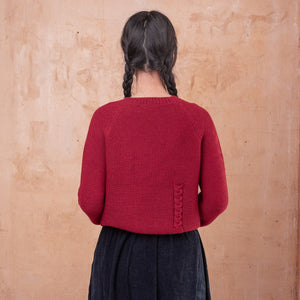 Luna Cable Short Jumper - 100% Baby Alpaca - Cranberry
