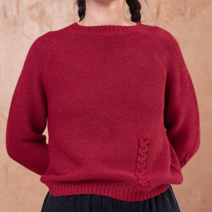 Luna Cable Short Jumper - 100% Baby Alpaca - Cranberry
