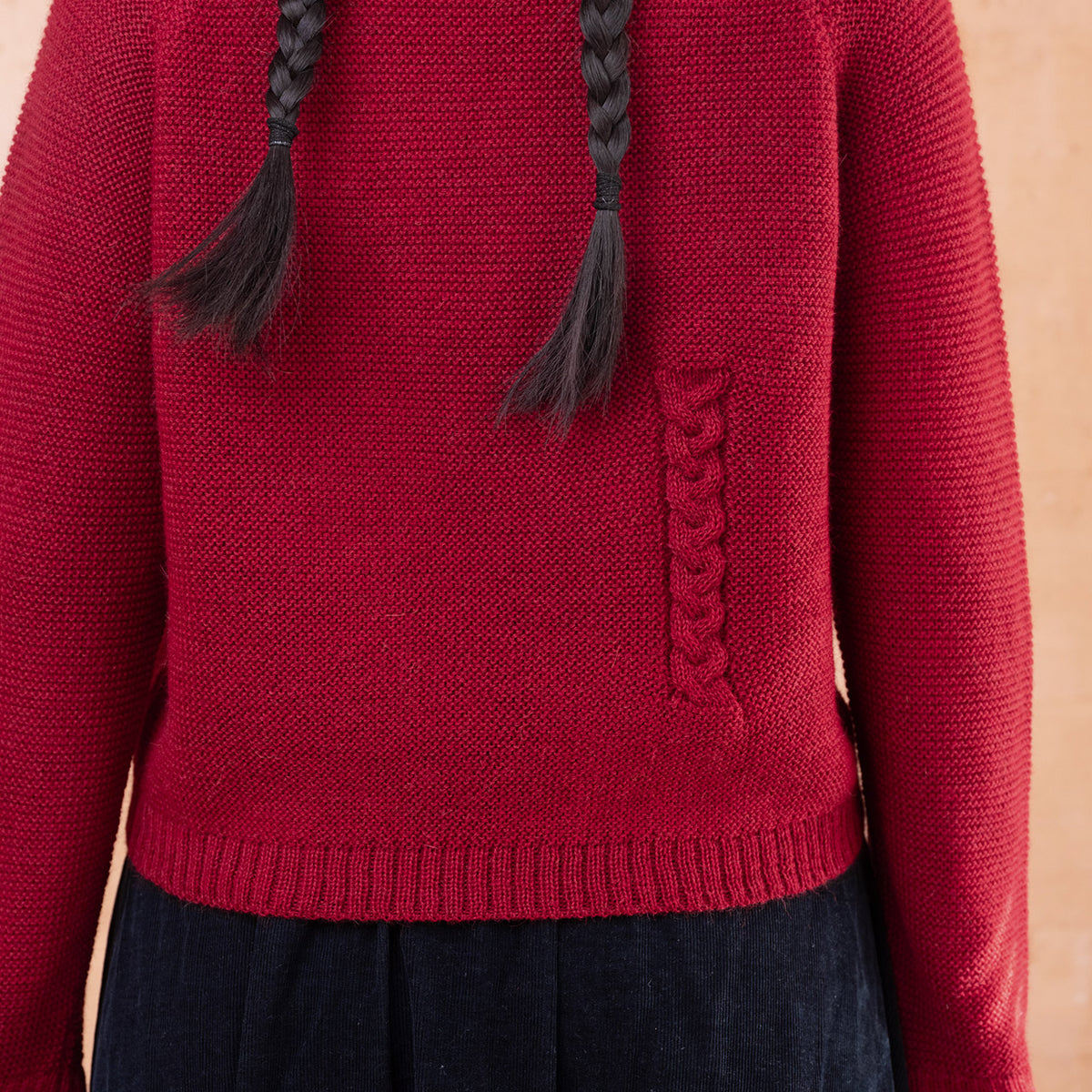 Luna Cable Short Jumper - 100% Baby Alpaca - Cranberry