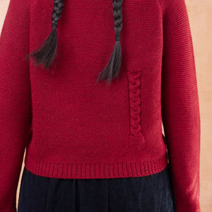 Luna Cable Short Jumper - 100% Baby Alpaca - Cranberry