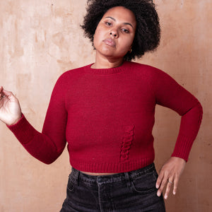 Luna Cable Short Jumper - 100% Baby Alpaca - Cranberry