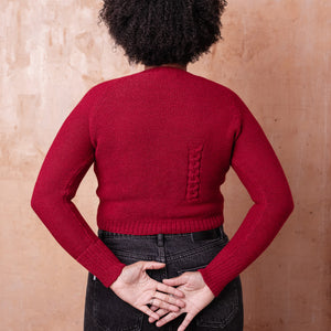 Luna Cable Short Jumper - 100% Baby Alpaca - Cranberry