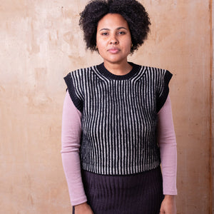 Neo Chunky Brioche Vest - 100% Highland Wool - Black/Ecru (S-L)