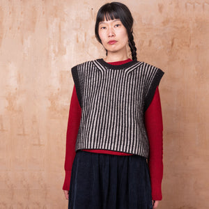 Neo Chunky Brioche Vest - 100% Highland Wool - Black/Ecru (S-L)