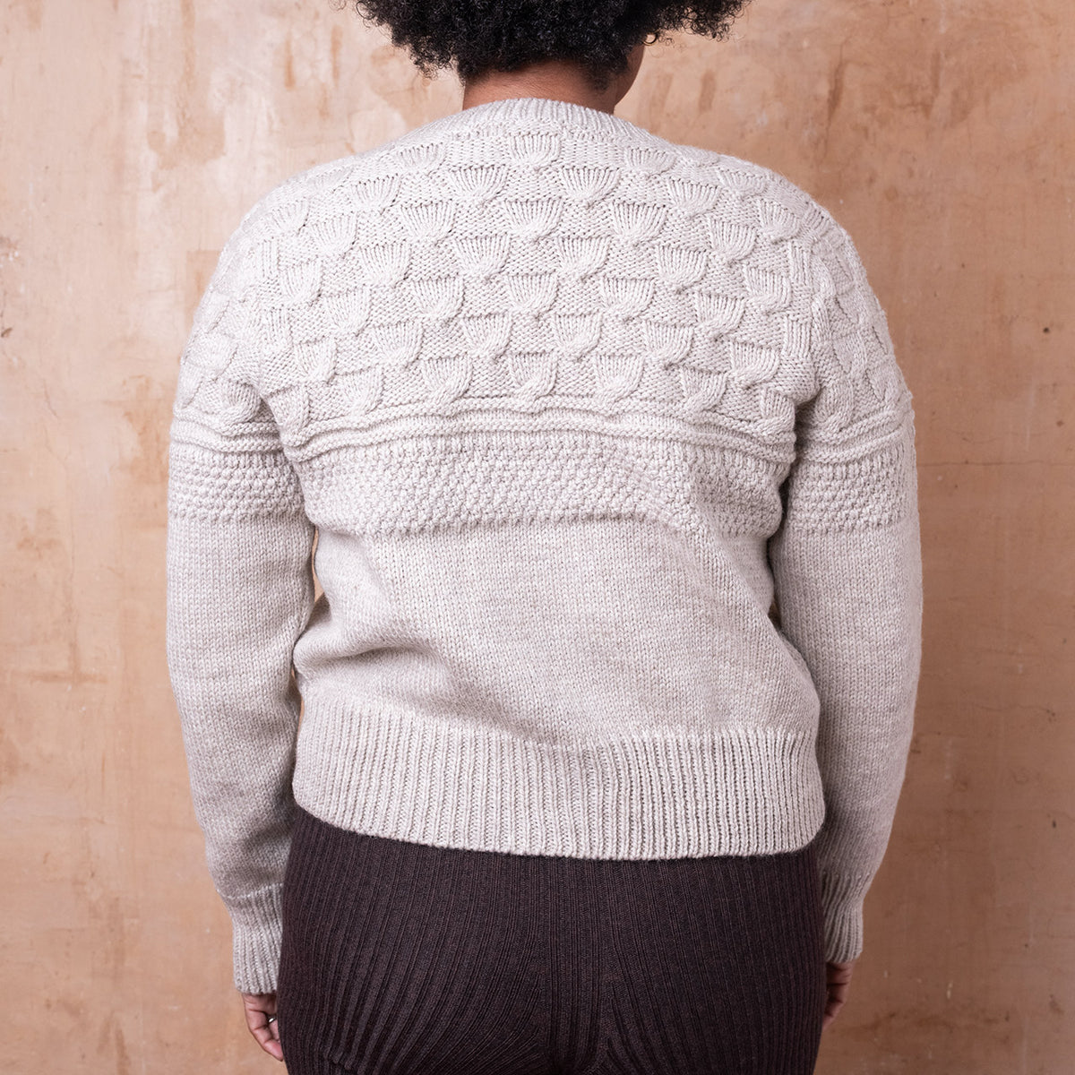 Arwen Gansey Cardi - 100% Chunky Highland Wool - Light Natural Grey