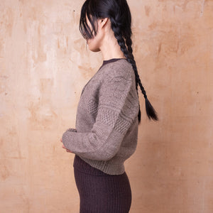 Nami Gansey Cardi - 100% Chunky Highland Wool - Light Brown