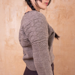 Nami Gansey Cardi - 100% Chunky Highland Wool - Light Brown