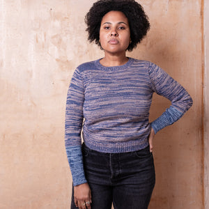 Stella Colour Block Jersey - 100% Baby Alpaca - Denim/Lavender Melange