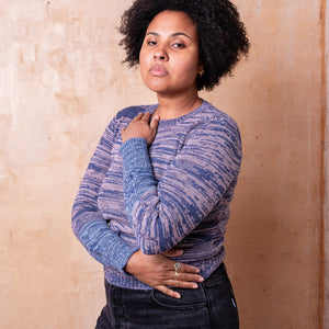 Stella Colour Block Jersey - 100% Baby Alpaca - Denim/Lavender Melange