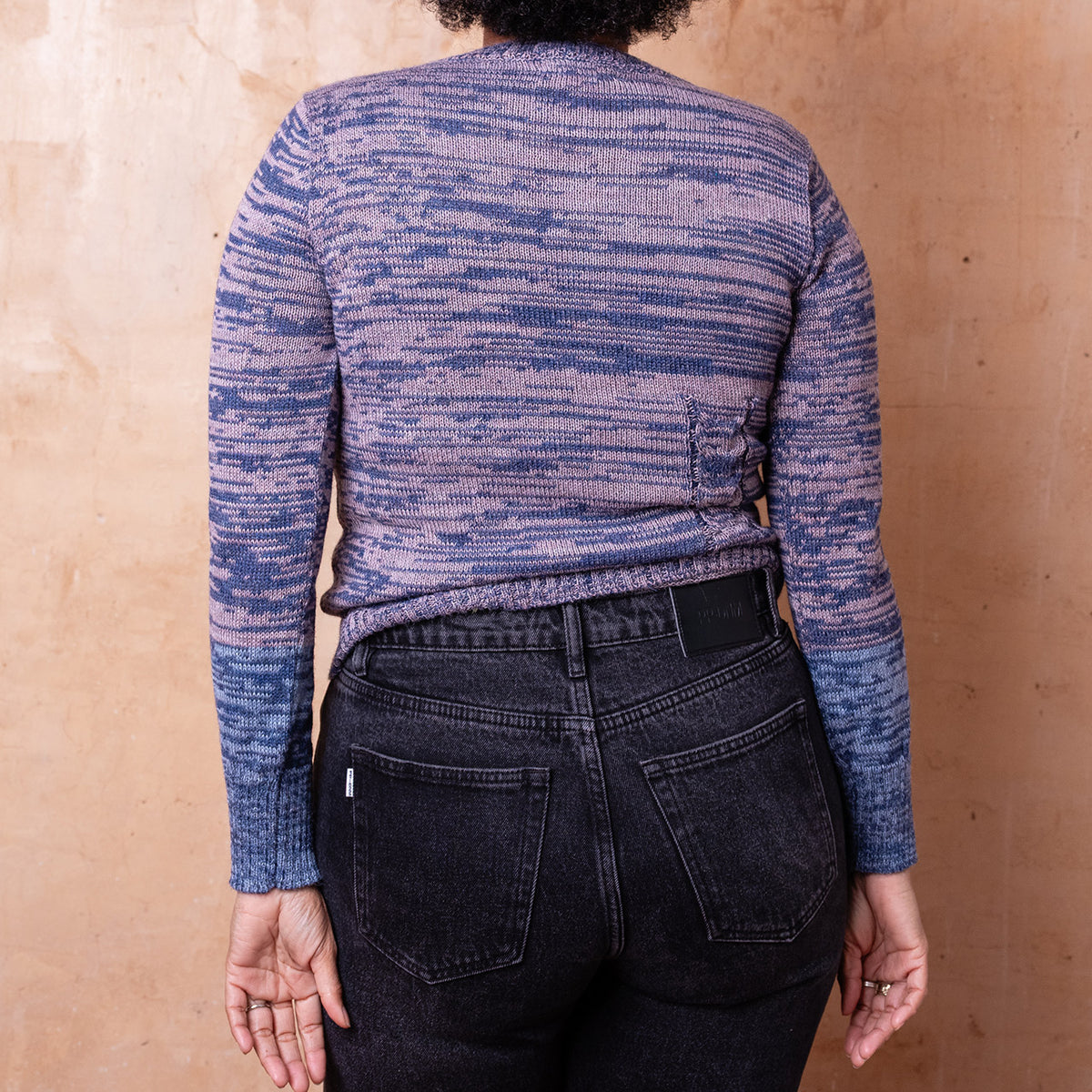 Stella Colour Block Jersey - 100% Baby Alpaca - Denim/Lavender Melange