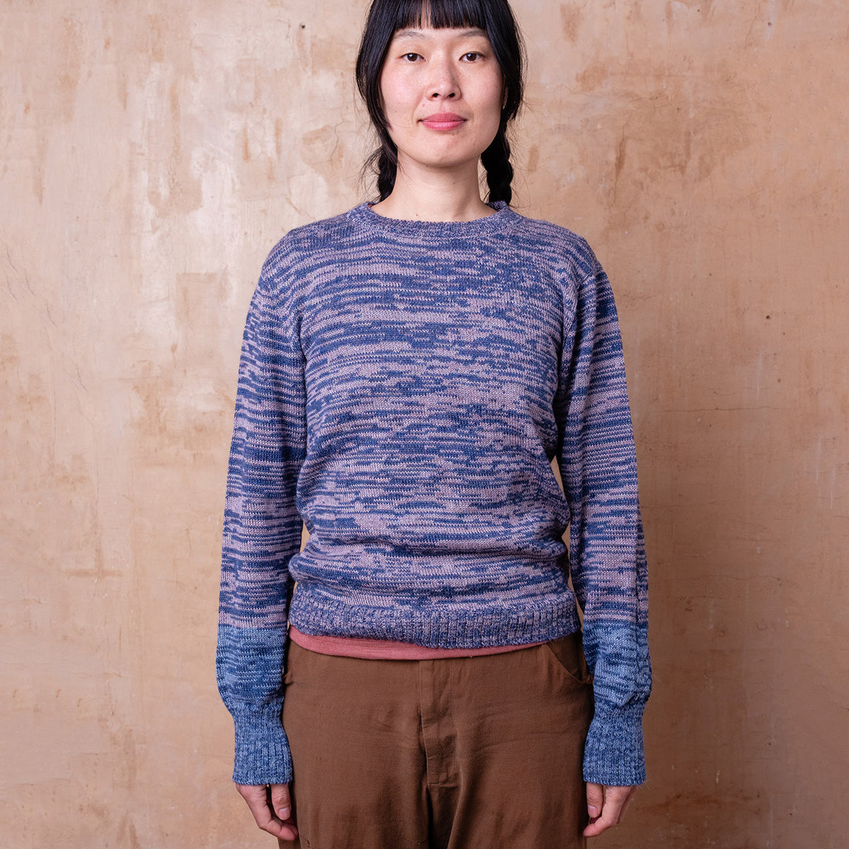 Stella Colour Block Jersey - 100% Baby Alpaca - Denim/Lavender Melange