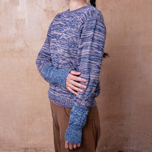 Stella Colour Block Jersey - 100% Baby Alpaca - Denim/Lavender Melange