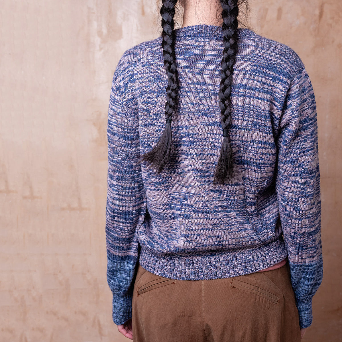Stella Colour Block Jersey - 100% Baby Alpaca - Denim/Lavender Melange