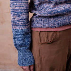 Stella Colour Block Jersey - 100% Baby Alpaca - Denim/Lavender Melange