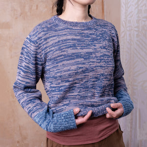 Stella Colour Block Jersey - 100% Baby Alpaca - Denim/Lavender Melange