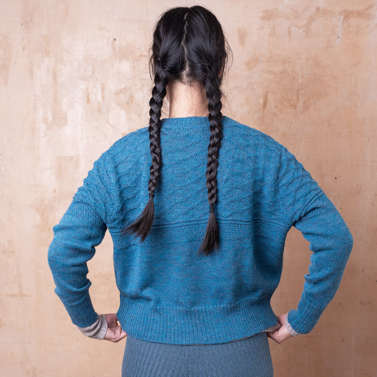 Nami Gansey Cardi - 100% Baby Alpaca - Light Peacock