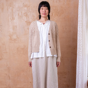Arwen Gansey Cardi - 100% Baby Alpaca - Porridge (S-L)