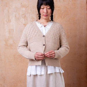 Arwen Gansey Cardi - 100% Baby Alpaca - Porridge (S-L)