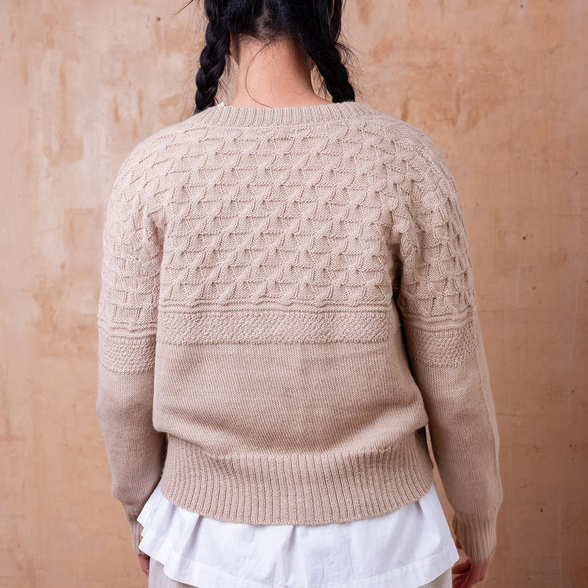 Arwen Gansey Cardi - 100% Baby Alpaca - Porridge (S-L)