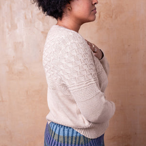 Arwen Gansey Cardi - 100% Baby Alpaca - Porridge (S-L)