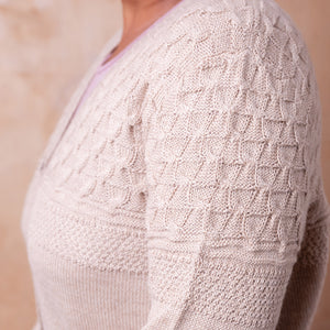 Arwen Gansey Cardi - 100% Baby Alpaca - Porridge (S-L)