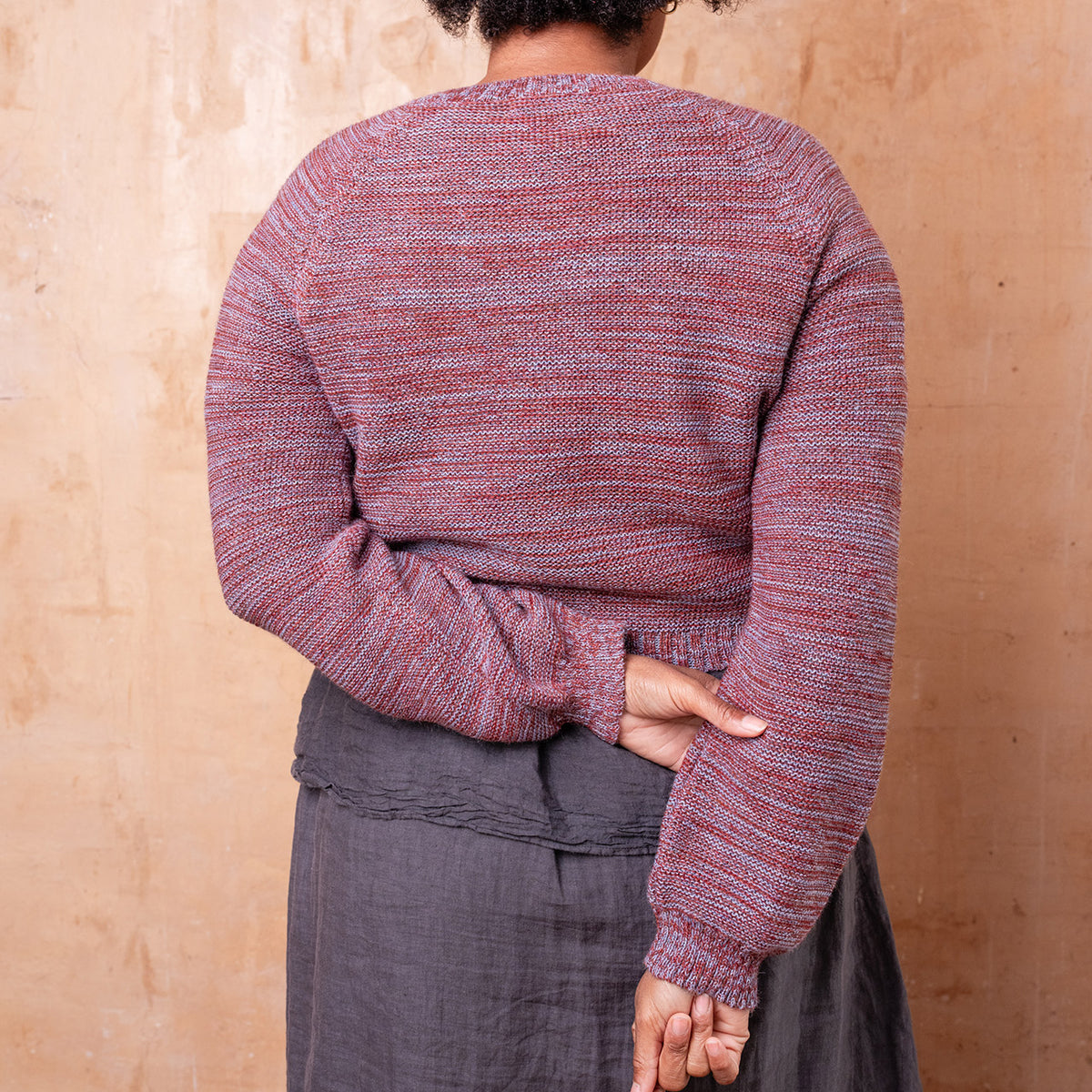 Jaana Sweater - 100% Baby Alpaca - Rust/Light Blue